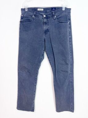 AG ADRIANO GOLDSCHMIED GRAY BLUE THE GRADUATE STRAIGHT TAILORED LEG PANTS 33x32